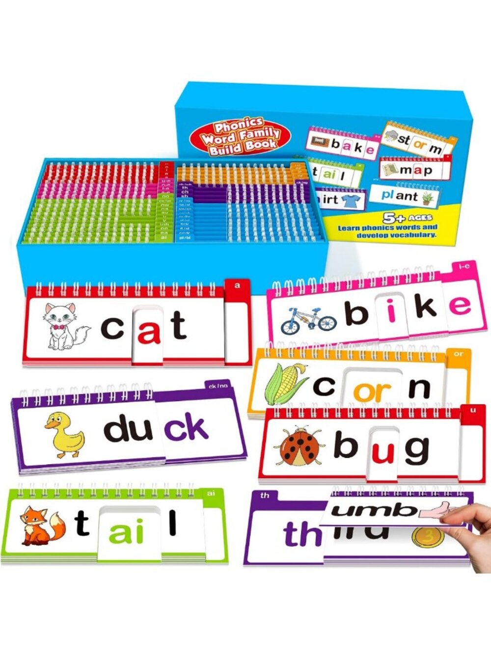 40 Read & Rhyme Flip Books + Phonics Word Family Cards for Kids' Reading Fun
